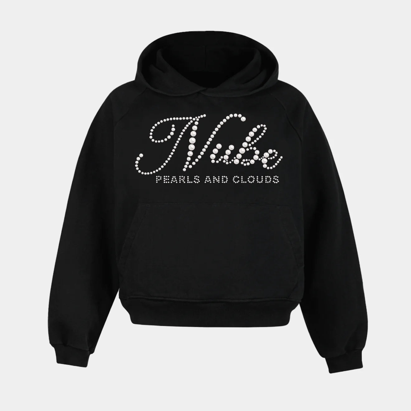 Pearls and Clouds Black Raglan Hoodie