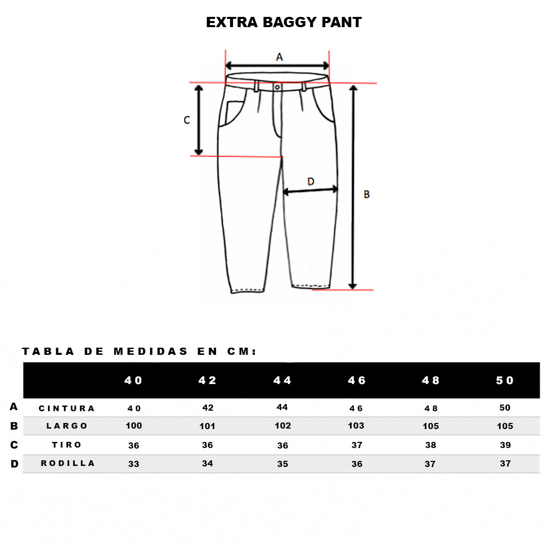 Jeans Extra Baggy Negro Focalizado Old Tree