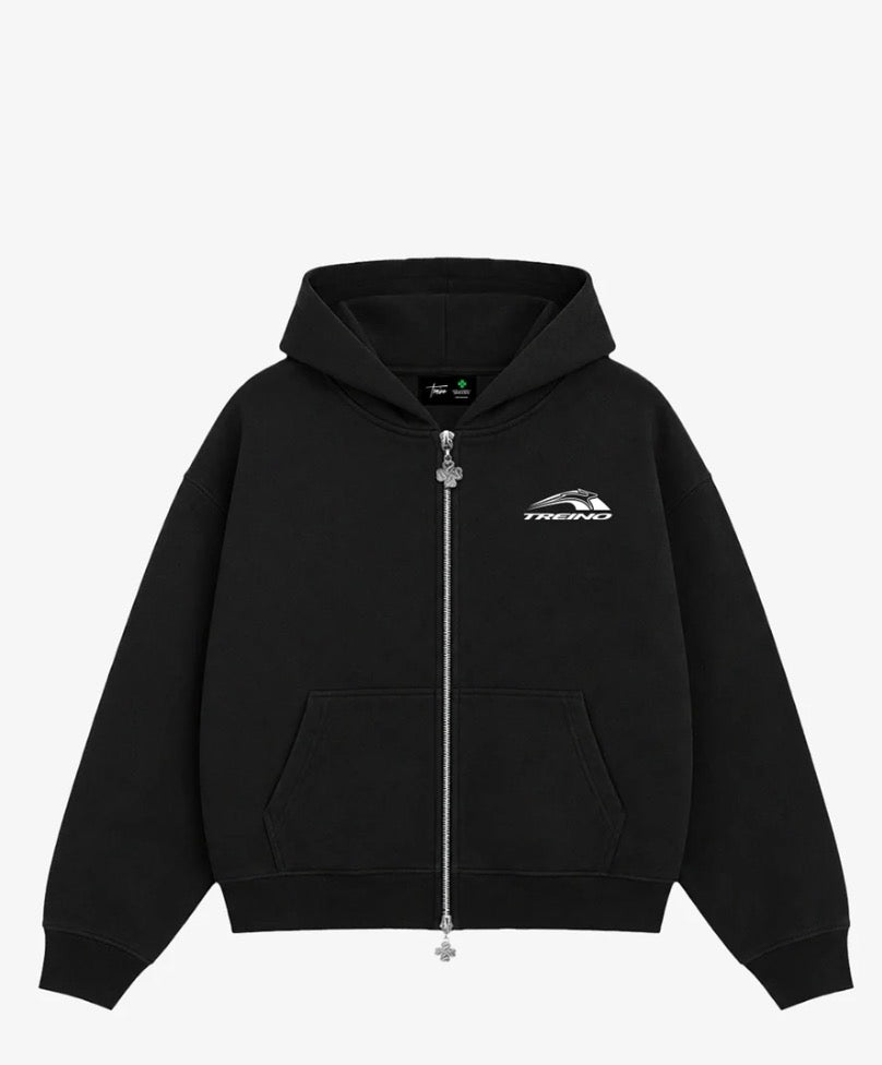 POLERON BOXY HEAVYWEIGHT ZIP "LUCKY RABBIT" NEGRO TREINO