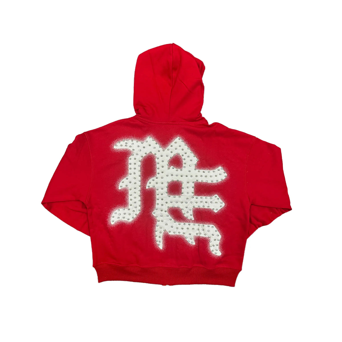MIXED EMOTIONS Red ‘End’ Rhinestone hoodie