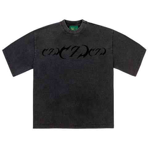POLERA OVERSIZE "MANTRA 777" STONE WASH BLACK/GREEN
