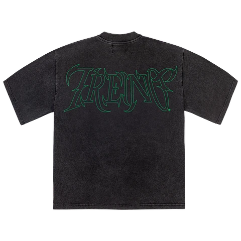 POLERA OVERSIZE "MANTRA 777" STONE WASH BLACK/GREEN