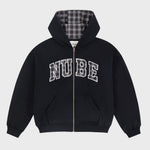 NUBE Plaid Big Logo Zip Hoodie