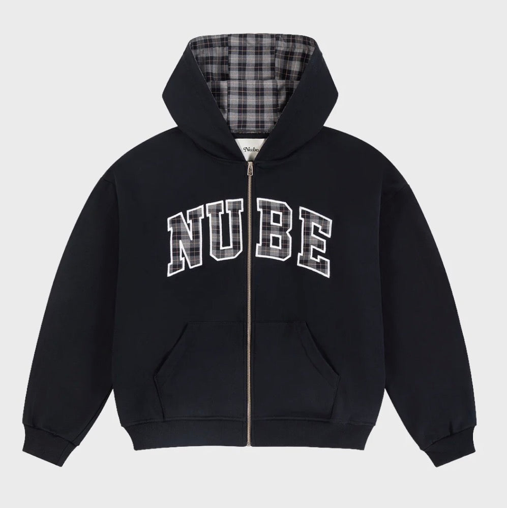 NUBE Plaid Big Logo Zip Hoodie