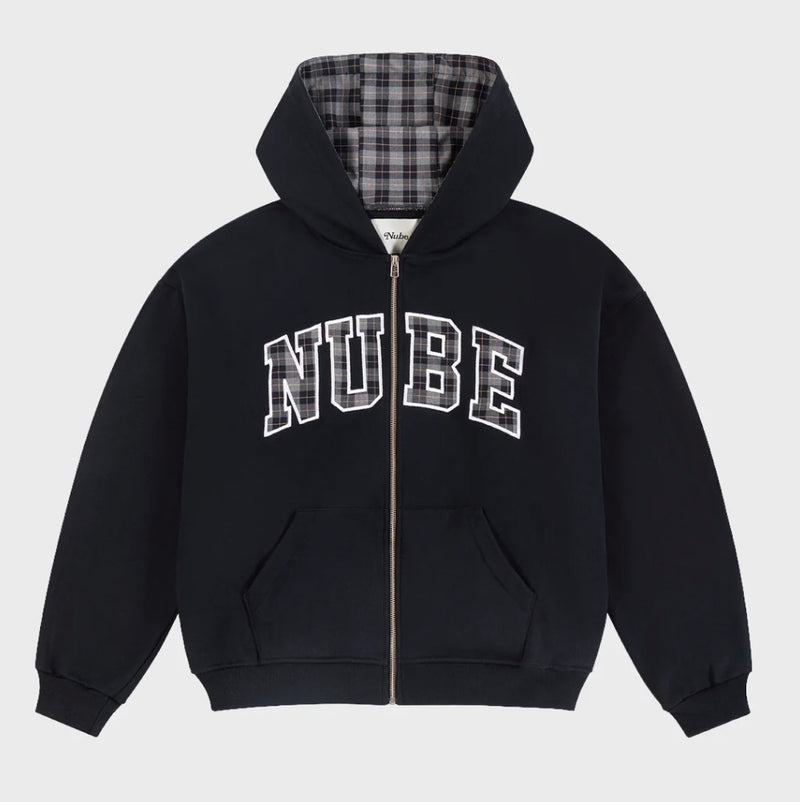 NUBE Plaid Big Logo Zip Hoodie