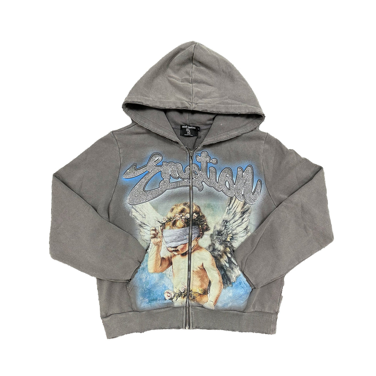 MIXED EMOTIONS Grey “Rhinestone” Hoodie