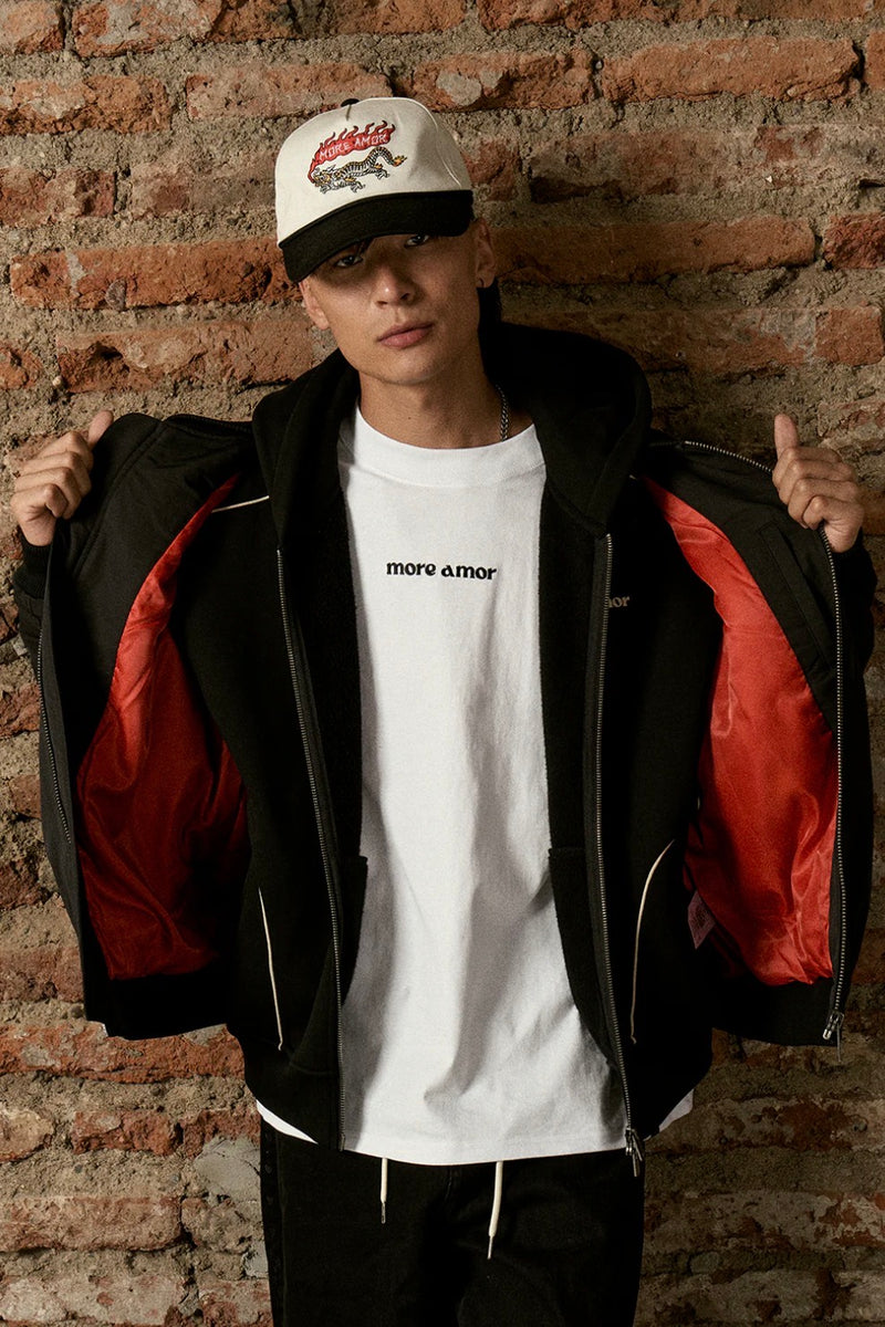Chaqueta Bomber Flamed Cobra Negra Hombre | Jose Prieto