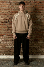 Polerón con Gorro Boxy Piping Ecru & Café | more amor