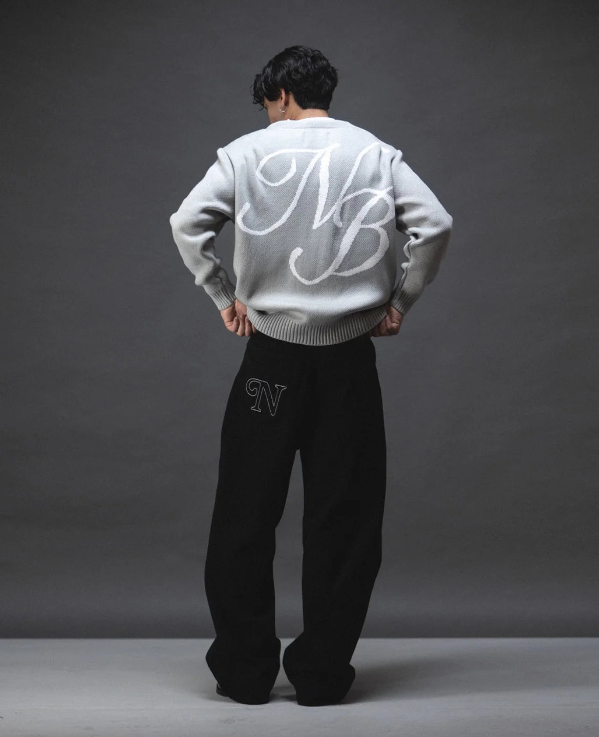 Script Logo Grey Cardigan