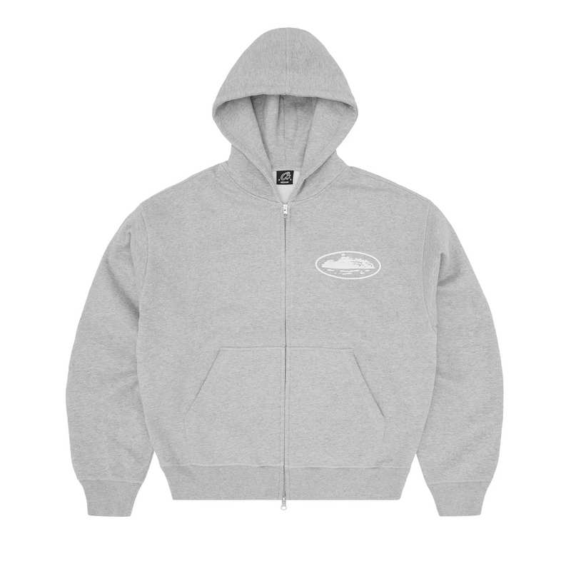 ISLAND PUFF PRINT ZIP HOODIE [HEATHER GREY]