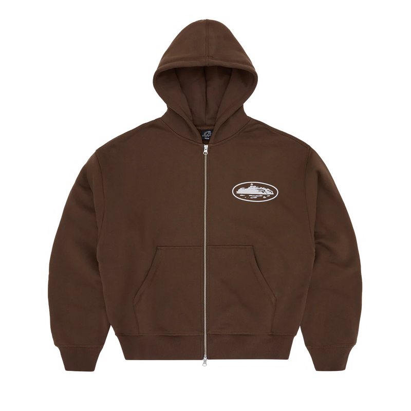 ISLAND PUFF PRINT ZIP HOODIE [BROWN]