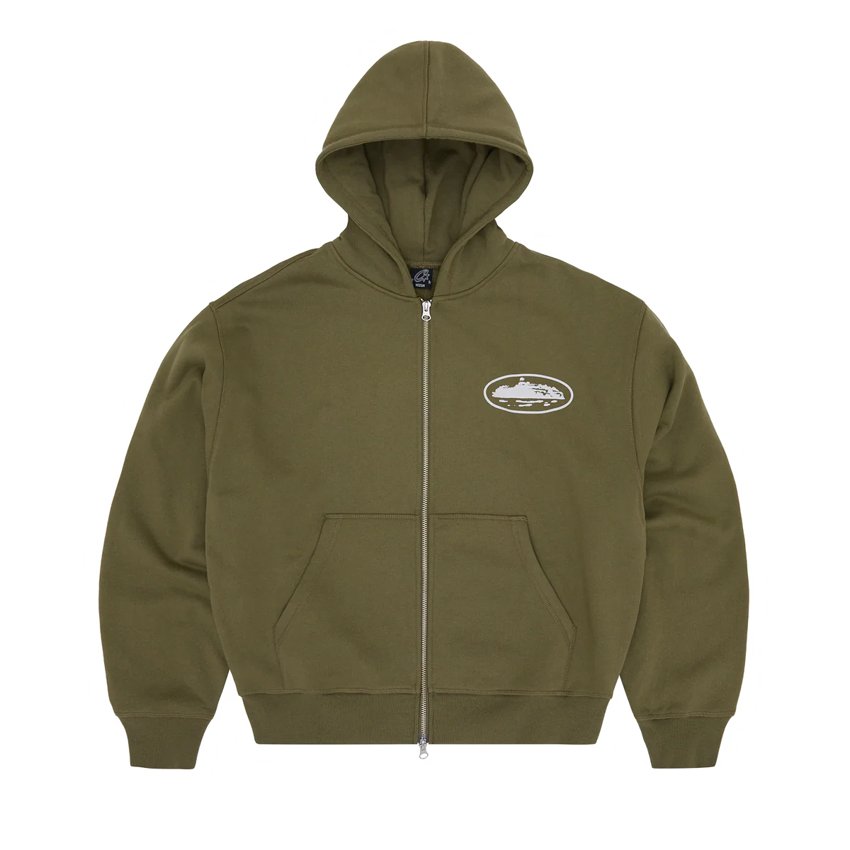 ISLAND PUFF PRINT ZIP HOODIE [OLIVE]