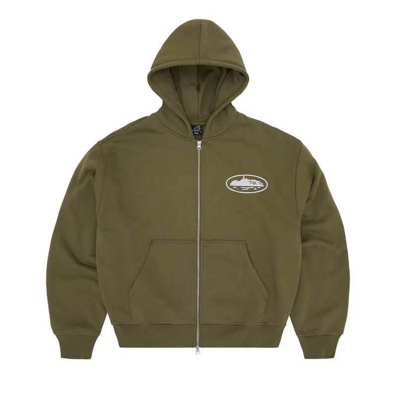 ISLAND PUFF PRINT ZIP HOODIE [OLIVE]