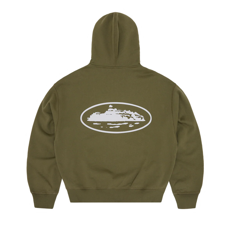 ISLAND PUFF PRINT ZIP HOODIE [OLIVE]