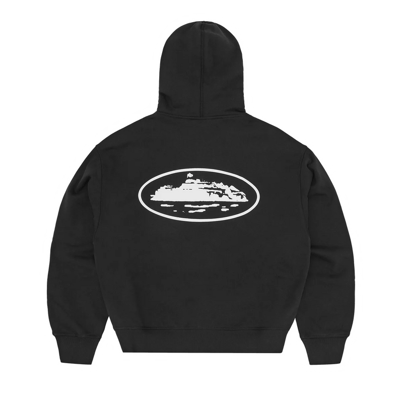 ISLAND PUFF PRINT ZIP HOODIE [BLACK]