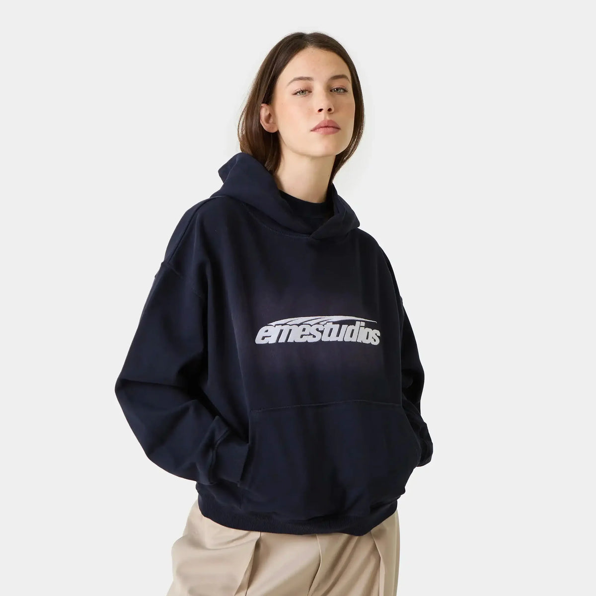 EME STUDIOS INTEAL NAVY OVERSIZED HOODIE