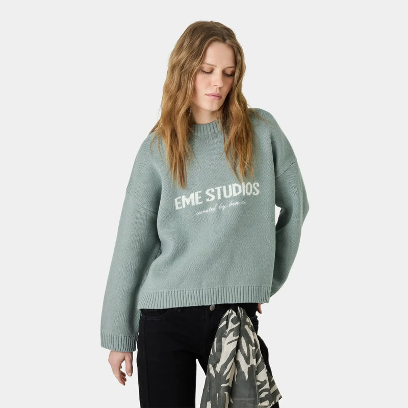 EME STUDIOS Master Aqua Green Knit Sweater