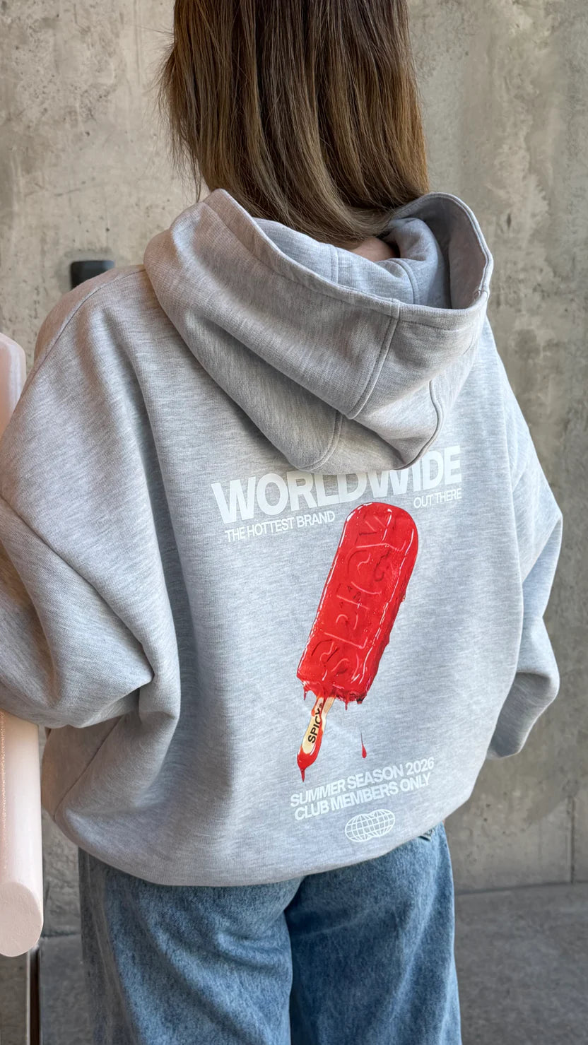 ICE CREAM HOODIE GRIS MELANGE