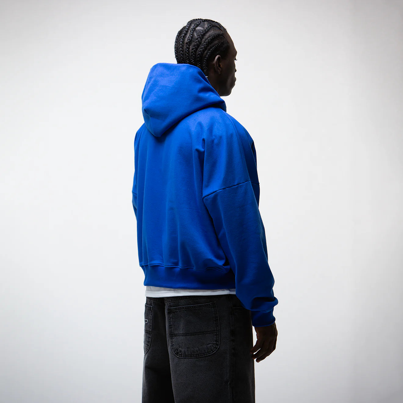 Basic Royal Blue Zip Boxy Hoodie