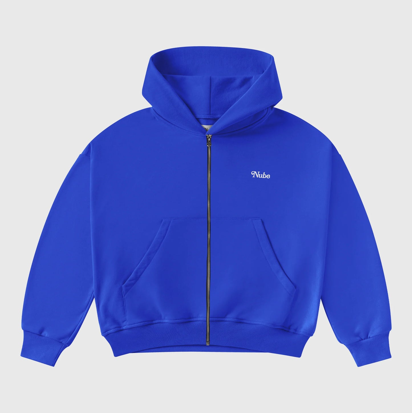 Basic Royal Blue Zip Boxy Hoodie