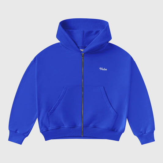 Basic Royal Blue Zip Boxy Hoodie
