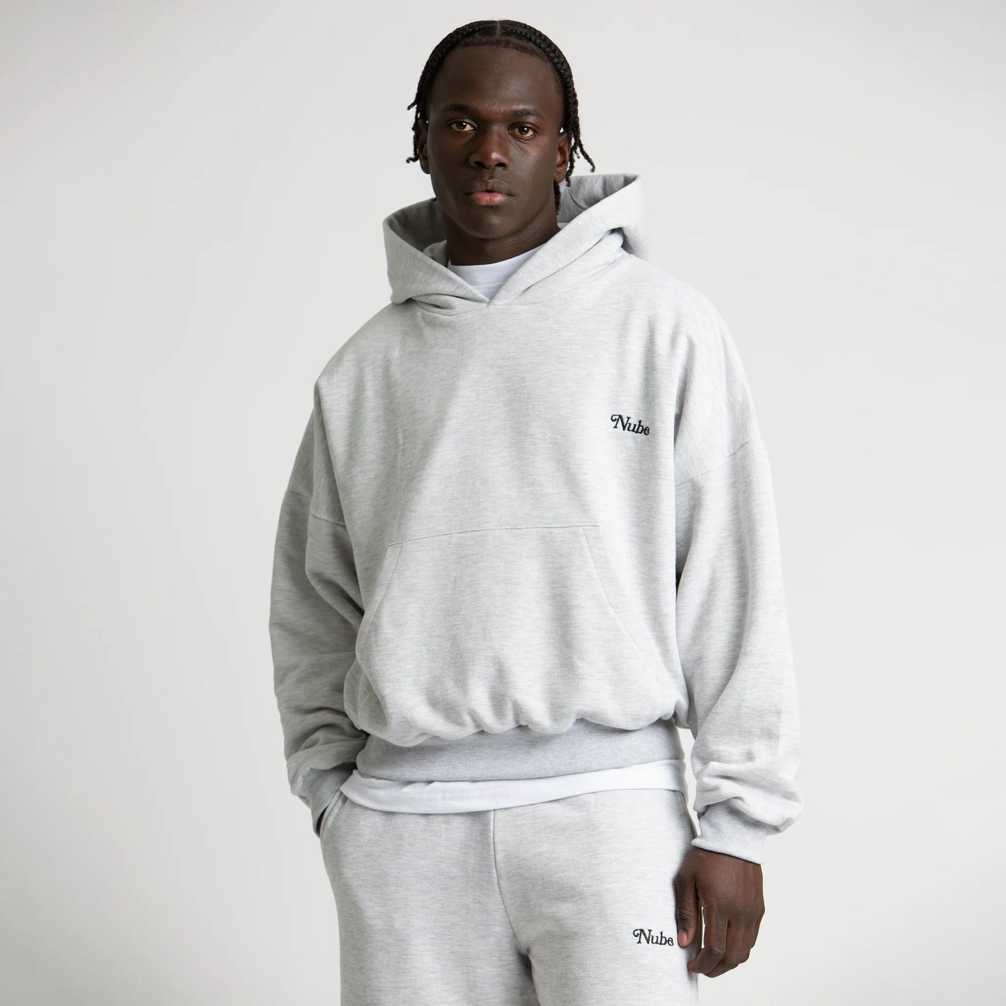 Basic Melange Grey Boxy Hoodie
