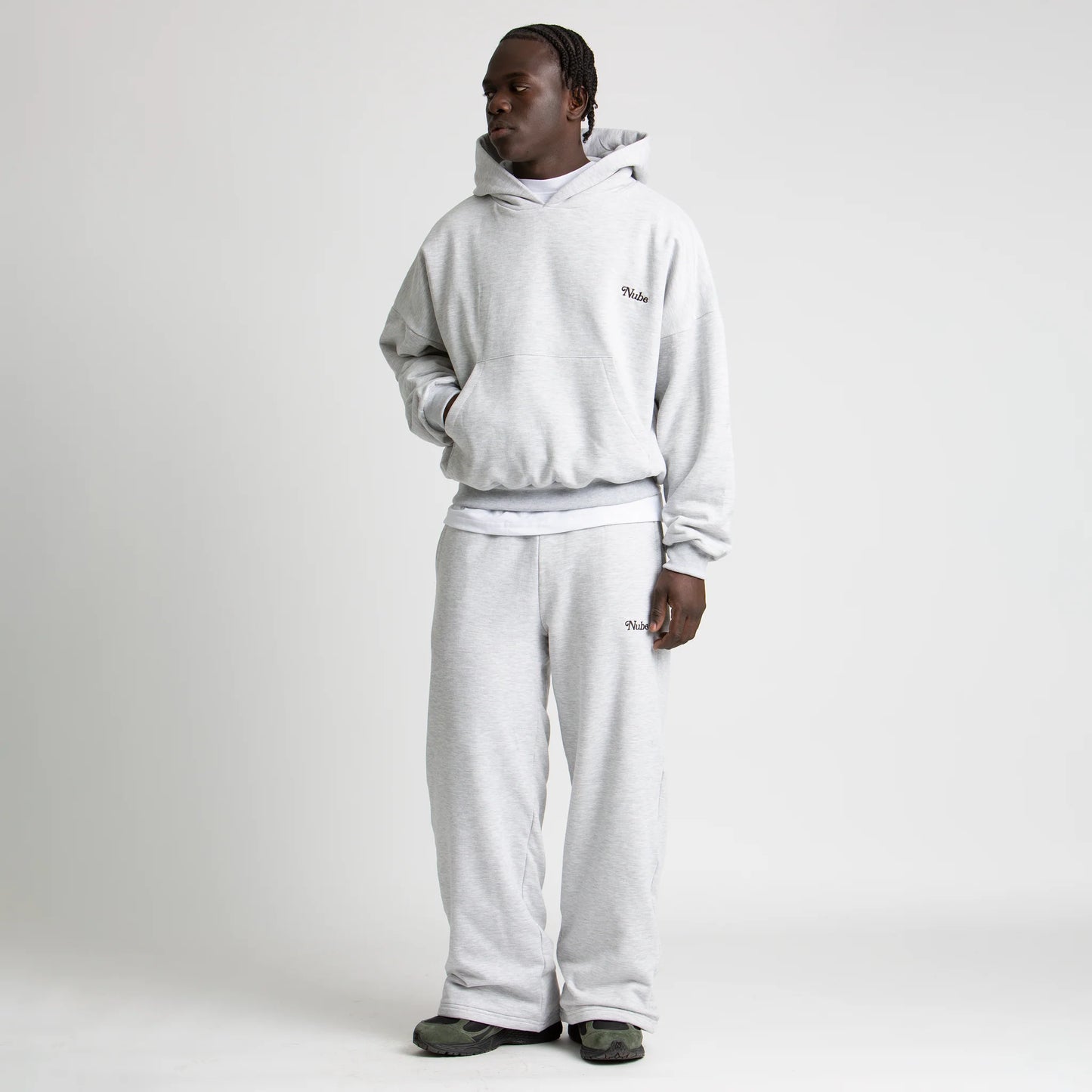 Basic Melange Grey Boxy Hoodie