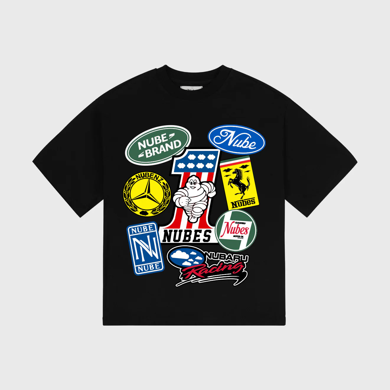 Racing Stickers Black Boxy Tee