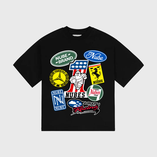 Racing Stickers Black Boxy Tee
