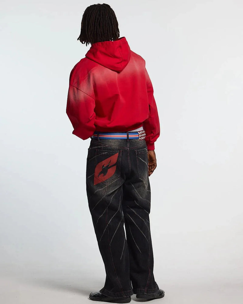 CROSSED SCRIPT HOODIE RED
