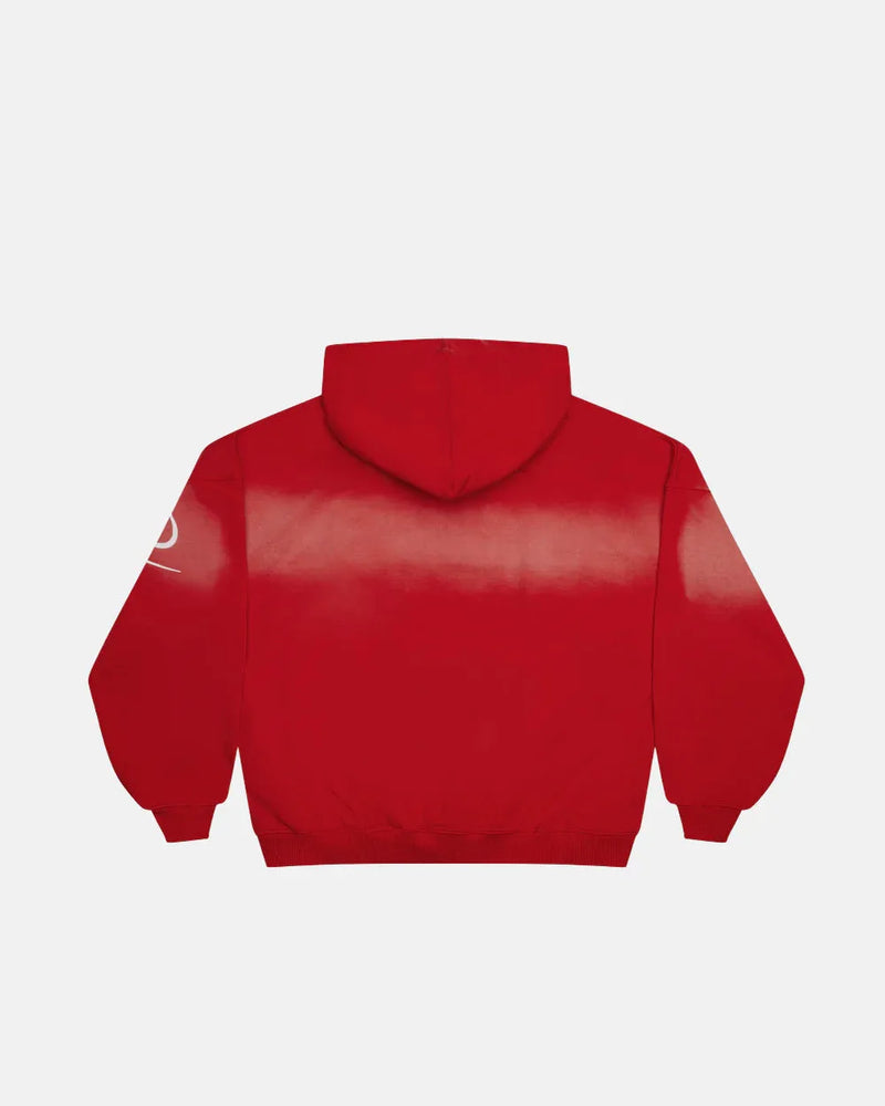 CROSSED SCRIPT HOODIE RED