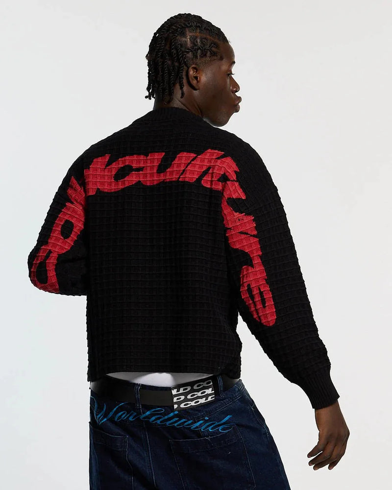 CRUNCHY WAFFLE KNIT BLACK