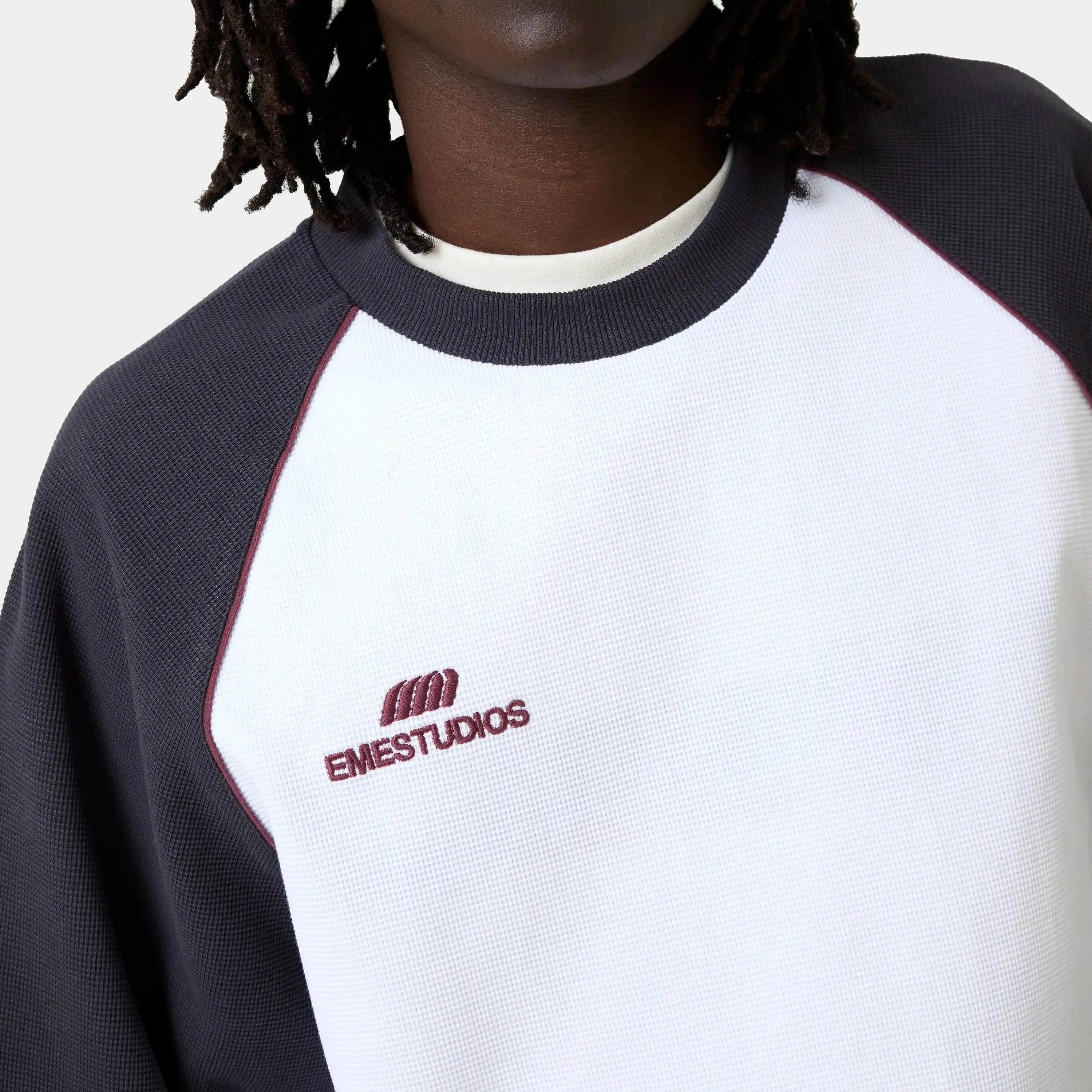 Hanbal Navy Waffle Long Sleeve