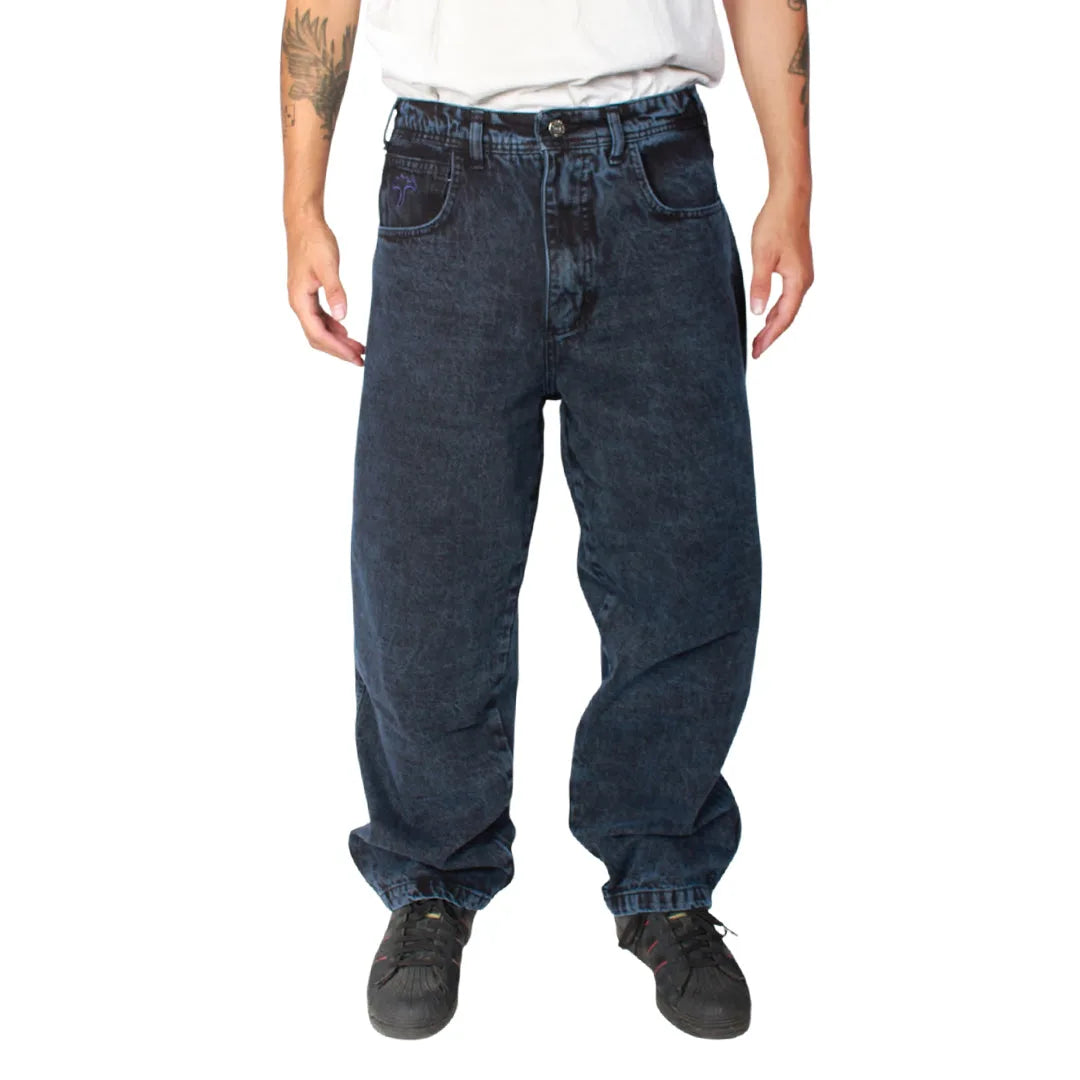 Jeans Regular Acid Black Azul Trunk