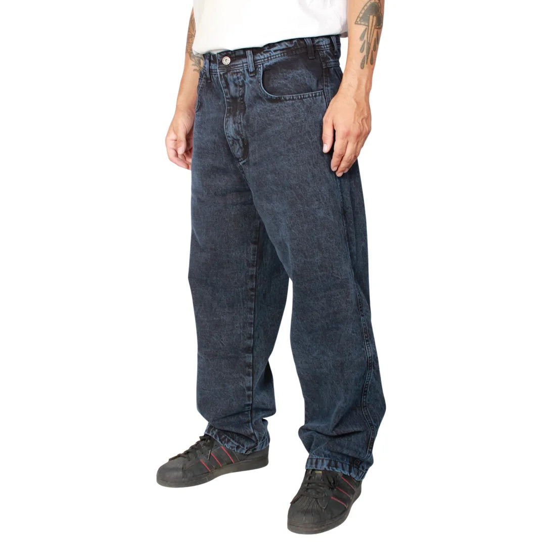 Jeans Regular Acid Black Azul Trunk