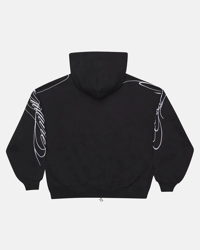 NEW SCRIPT ZIP HOODIE BLACK
