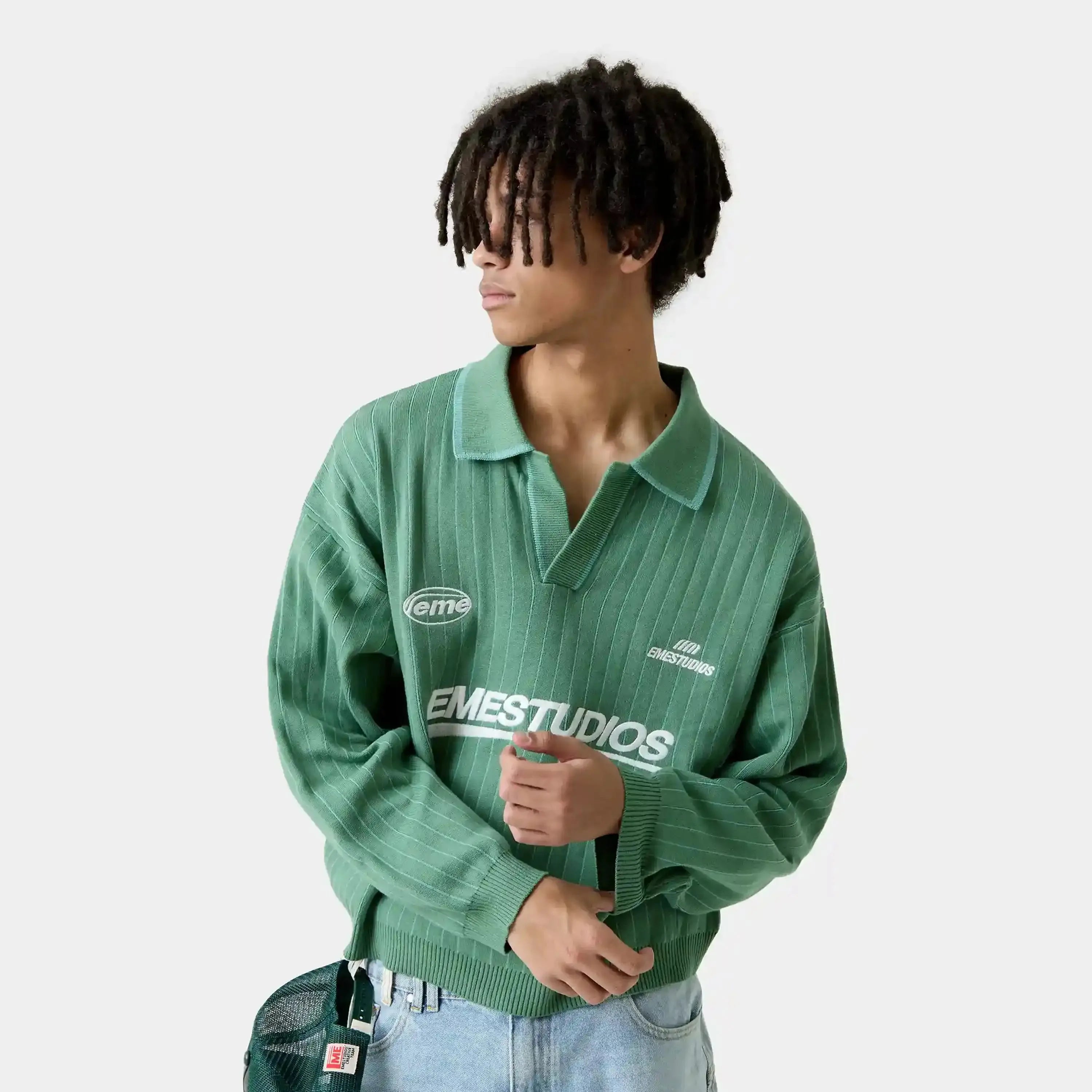 Pinstripe Deep Grass Knit Polo