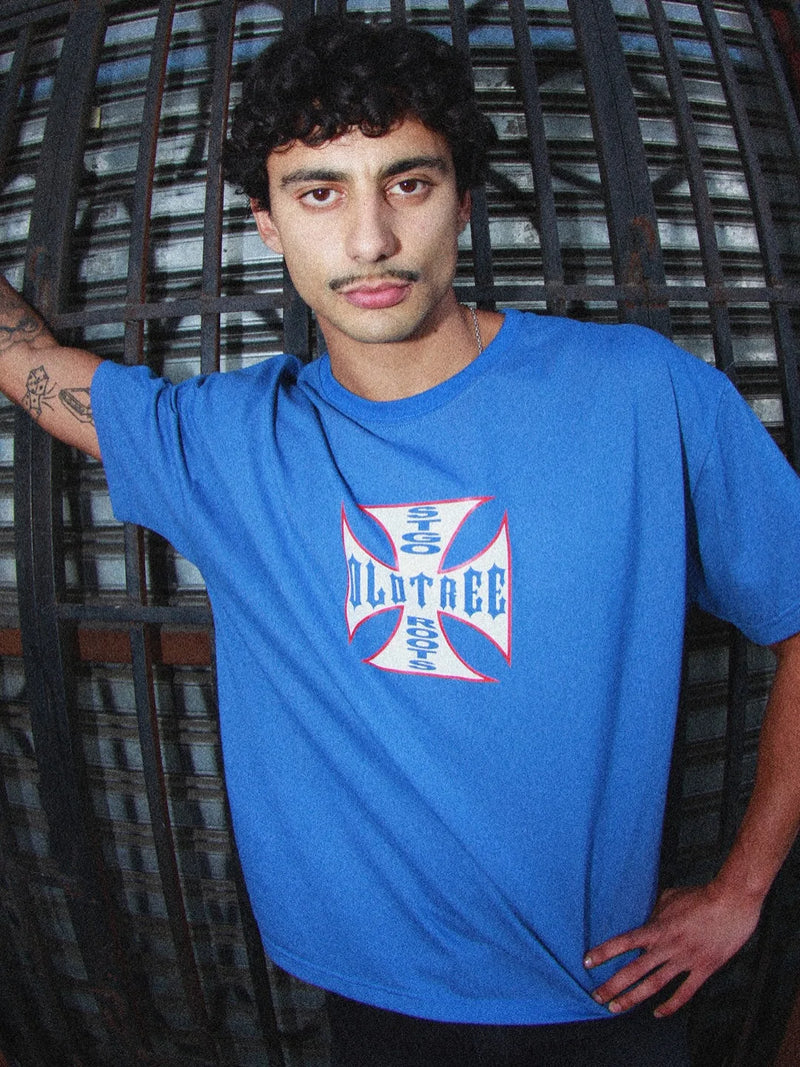 Polera Boxy Fit Stgo Roots azul  Old Tree