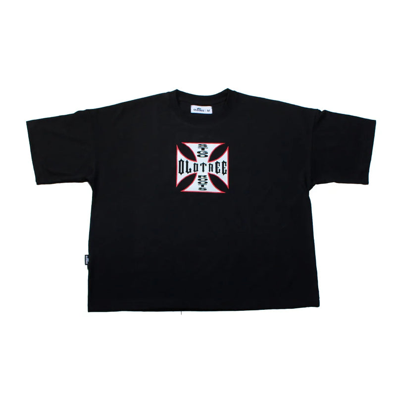 Polera Boxy Fit Stgo Roots Negra Old Tree