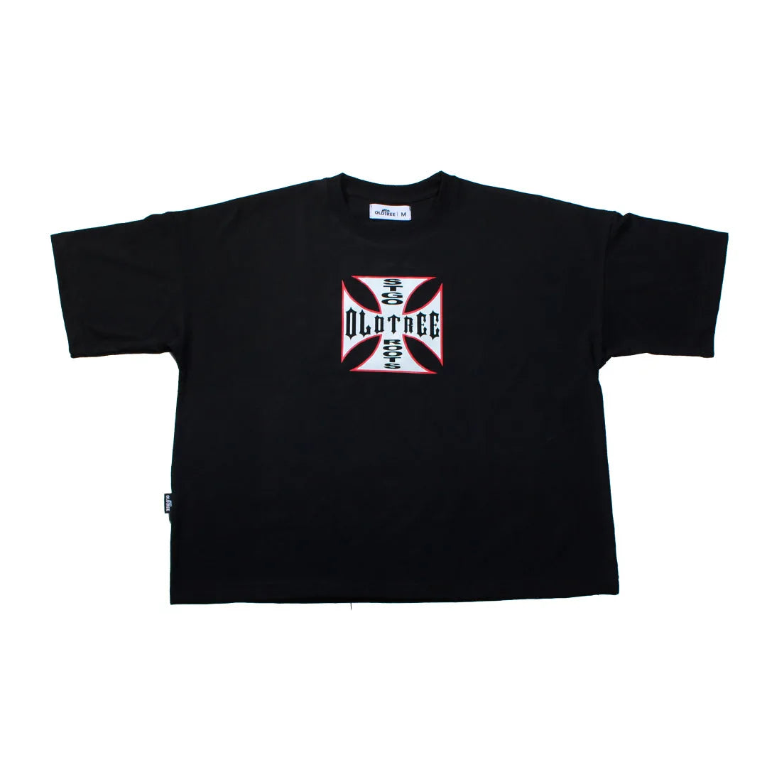 Polera Boxy Fit Stgo Roots Negra Old Tree