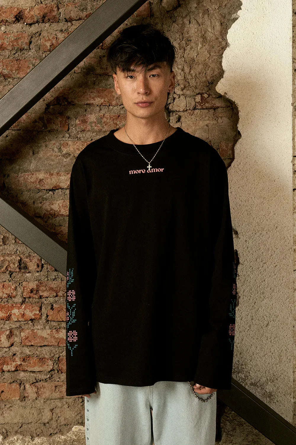 Polera ML Crochet Rose Negra | Animalita