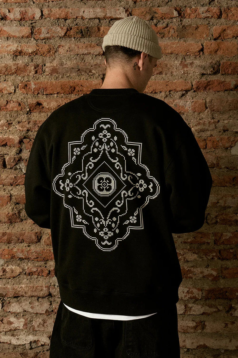 Polerón Crewneck Ornamental Rhombus Negro | Animalita