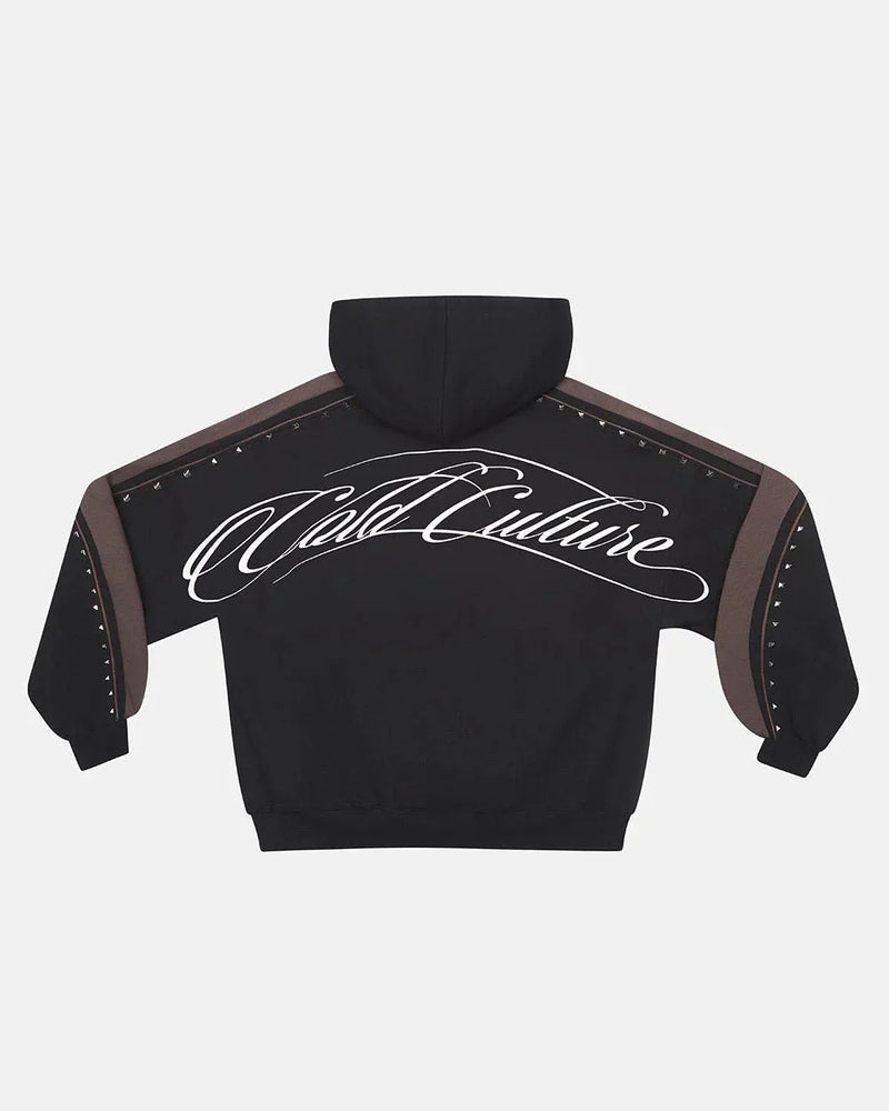 SCRIPT STUDS HOODIE BLACK