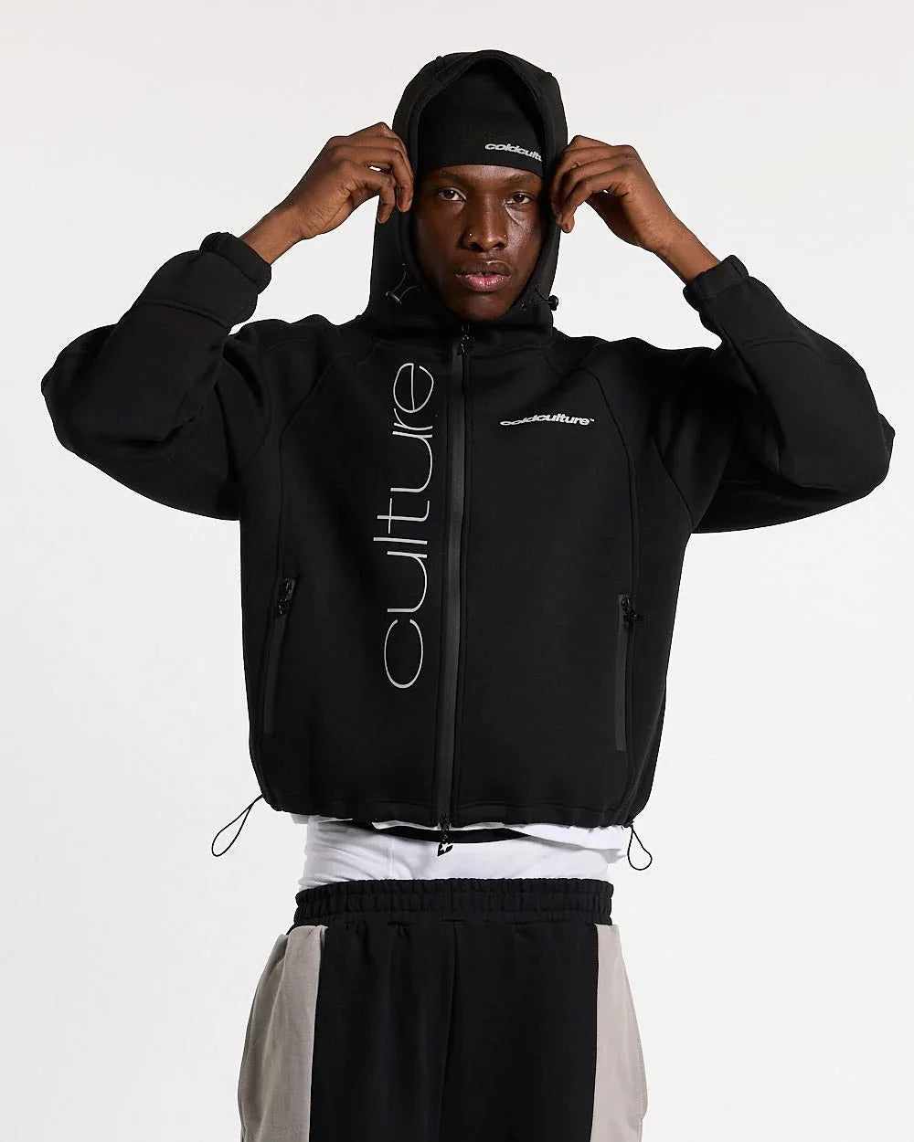 SCUBA ZIP HOODIE GREY & BLACK