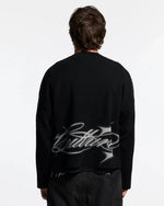 SPARKLY SCRIPT KNIT BLACK