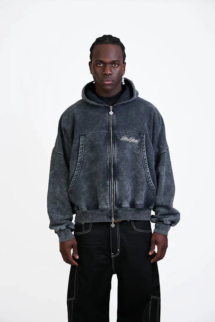 Treino POLERON BOXY "LUCKY WAVE" BIG POCKET HEAVYWEIGHT STONE ZIP
