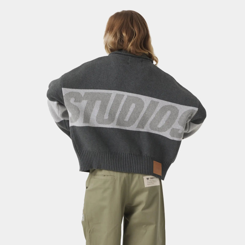 Thrill Grandpa Grey Zipper Knit