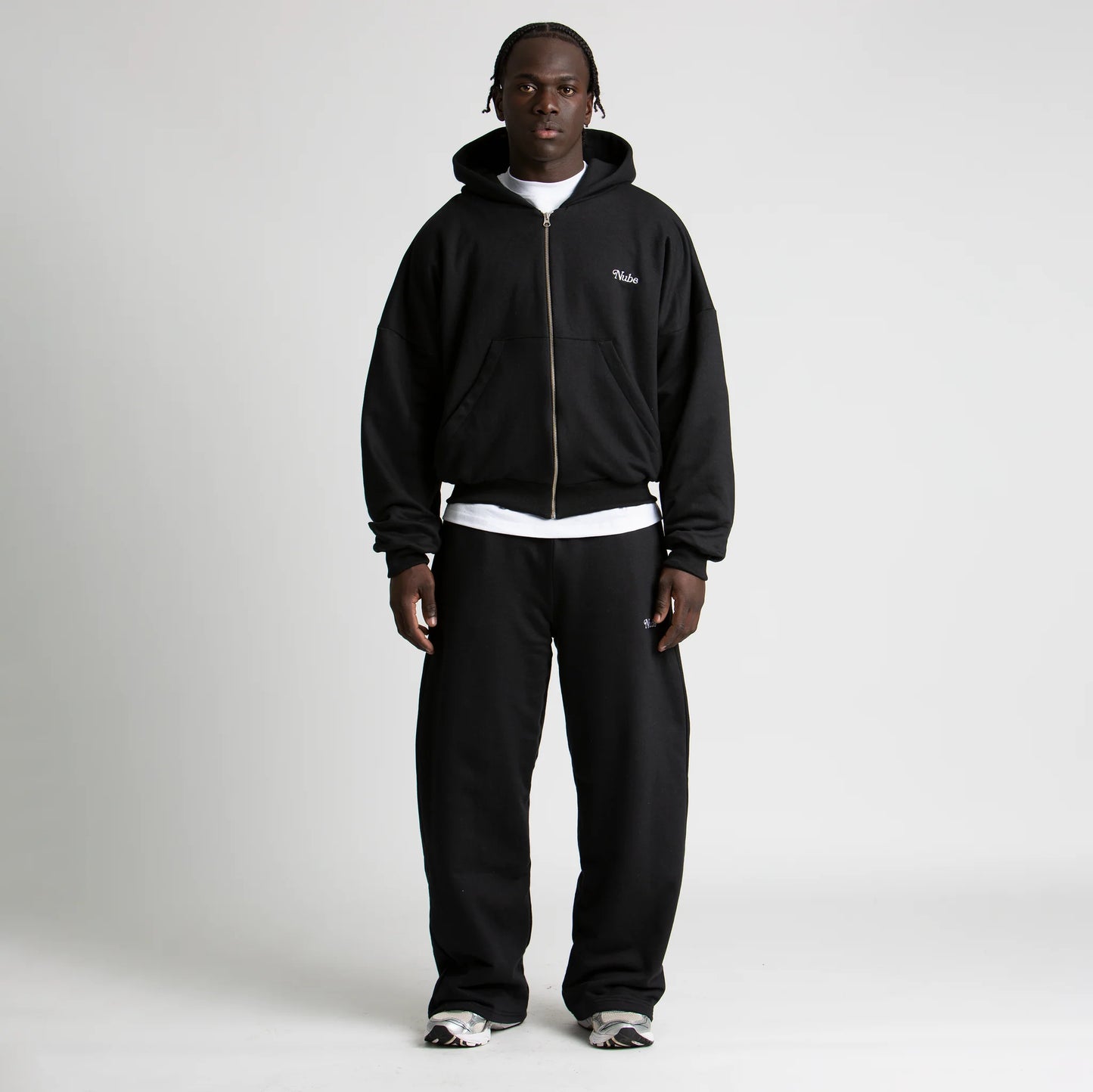 Basic Black Zip Boxy Hoodie