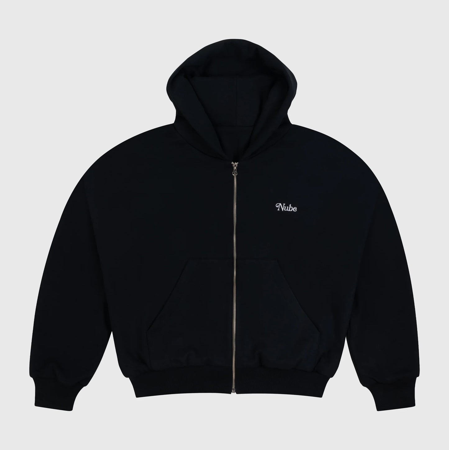 Basic Black Zip Boxy Hoodie